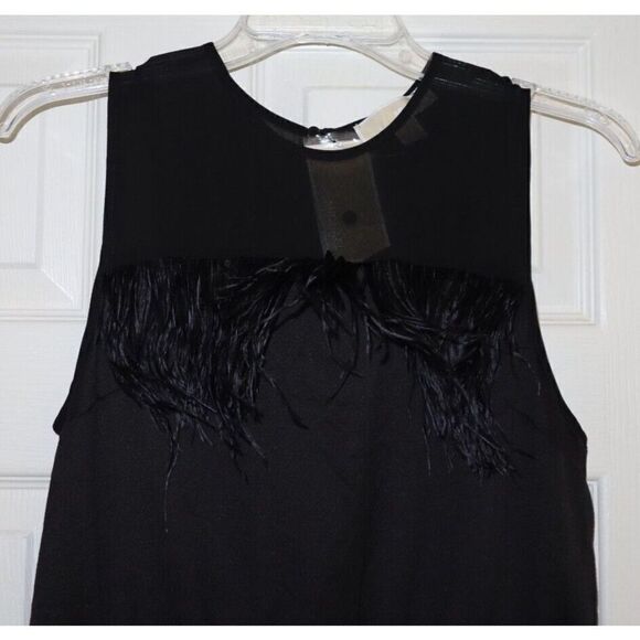 Michael Michael Kors Women's Sz 10 Black Feather Trim Jumpsuit $195 - Picture 4 of 14